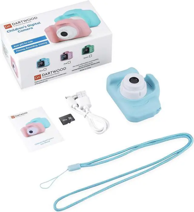 Alt view image 7 of 7 - Dartwood 1080p Digital Camera for Kids with 2.0 Color Display Screen & Micro-SD Card Slot for Children - 32GB SD Card Included (Blue)