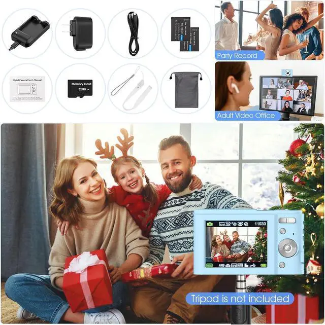 Alt view image 6 of 7 - Digital Camera, Bofypoo Autofocus Kids Vlogging Camera FHD 1080P 48MP with 32GB Card, 16X Zoom Point and Shoot Digital Camera with Battery Charger, Compact Camera for Teens,Beginners