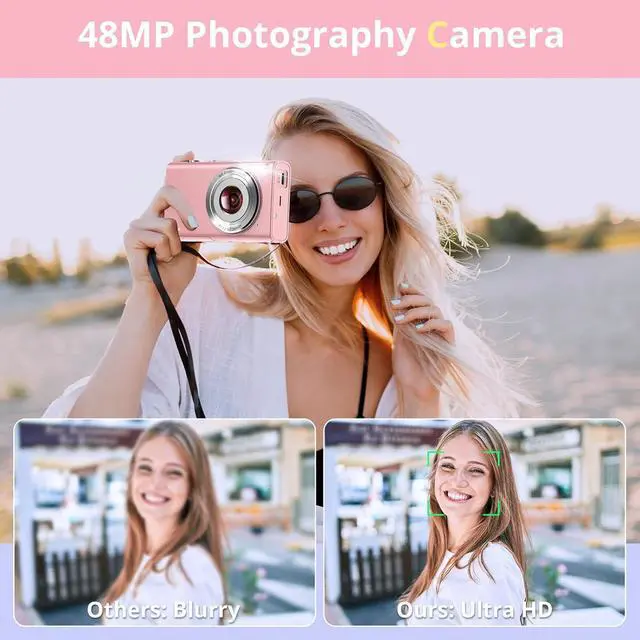 Alt view image 6 of 7 - Digital Camera, FHD 4K Autofocus Vlogging Camera 48MP Digital Point and Shoot Camera with 16X Zoom 32GB Memory Card YouTube Portable Compact Small Camera for Teens Adult Beginner Kids