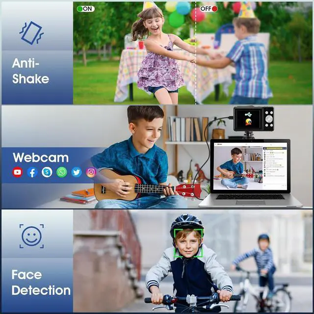 Alt view image 5 of 7 - Digital Camera, FHD 1080P Digital Camera for Kids with 32GB Card, 16X Zoom, Flashlight, 44MP Compact Point and Shoot Cameras Portable Small Digital Camera for Teens, Students, Boys Girls