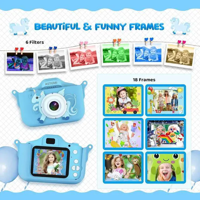 Alt view image 2 of 7 - ASTGMI Kids Camera Digital Camera for 3-8 Year Old Boys, Toddler Toys Camera for Kids with 1080P HD Video and 2.0 Inch IPS Screen 32GB SD Card,Christmas Birthday Festival Toy Gifts for Kids(Blue)