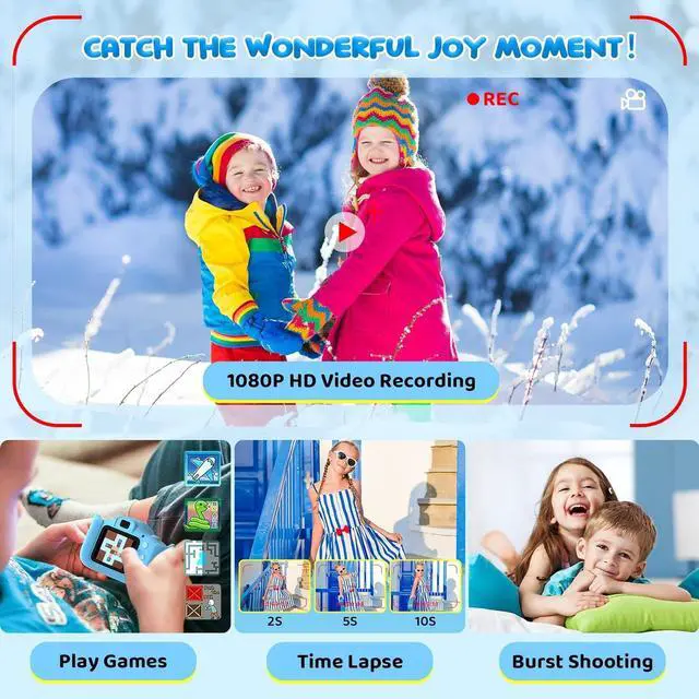 Alt view image 4 of 7 - ASTGMI Kids Camera Digital Camera for 3-8 Year Old Boys, Toddler Toys Camera for Kids with 1080P HD Video and 2.0 Inch IPS Screen 32GB SD Card,Christmas Birthday Festival Toy Gifts for Kids(Blue)