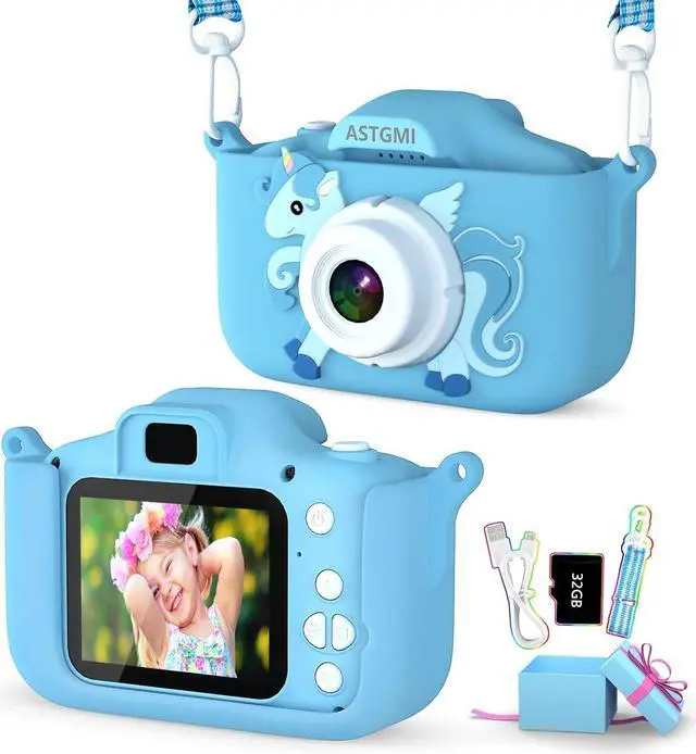 Main image of ASTGMI Kids Camera Digital Camera for 3-8 Year Old Boys, Toddler Toys Camera for Kids with 1080P HD Video and 2.0 Inch IPS Screen 32GB SD Card,Christmas Birthday Festival Toy Gifts for Kids(Blue)
