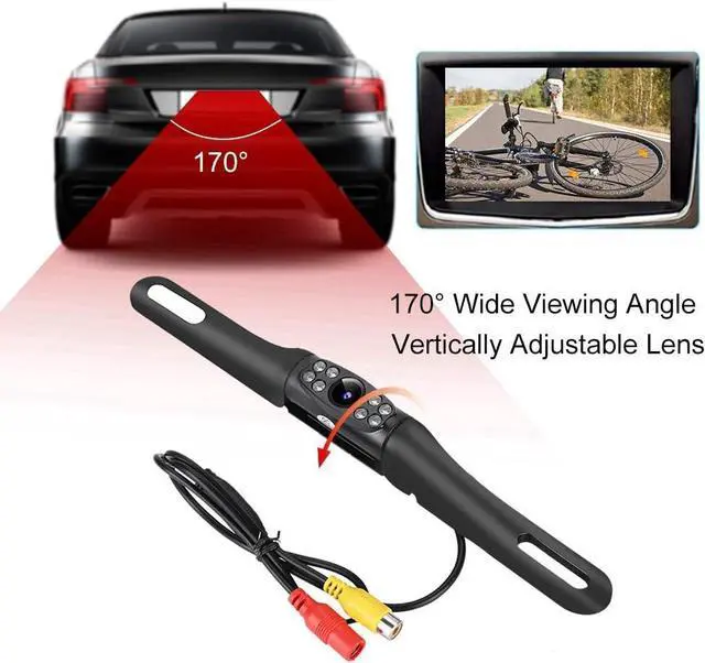 Alt view image 2 of 7 - Backup Camera for Car, Reversing Camera Kit, Waterproof Reverse Camera 170°, Universal Rear View Camera HD Rear View Camera 8 LED Parking Assistance Camera Night Vision