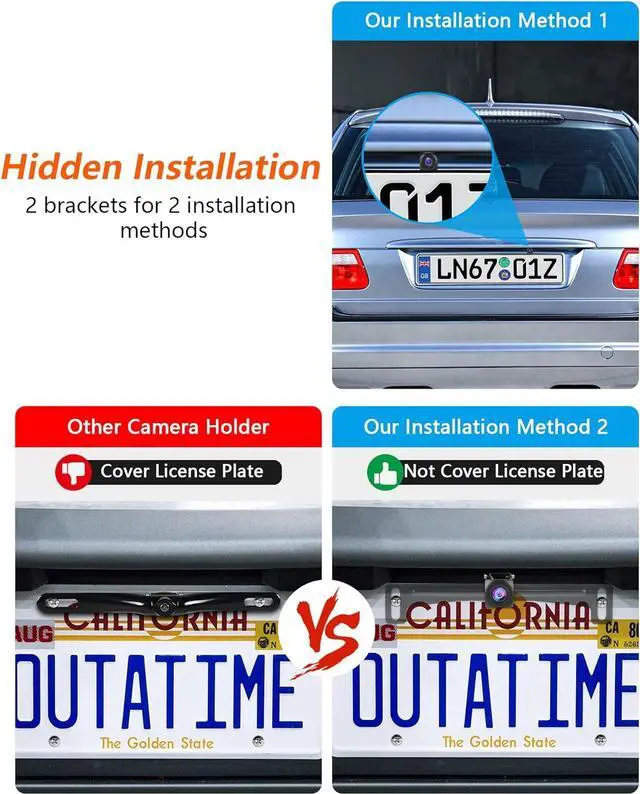 Alt view image 4 of 7 - Upgraded Backup Camera Back up Cameras for Cars Rear View Camera 140° Wide Angle CVBS | AHD Backup Camera for Car Starlight Night Vision HD IP69 Waterproof Reverse License Plate Camera