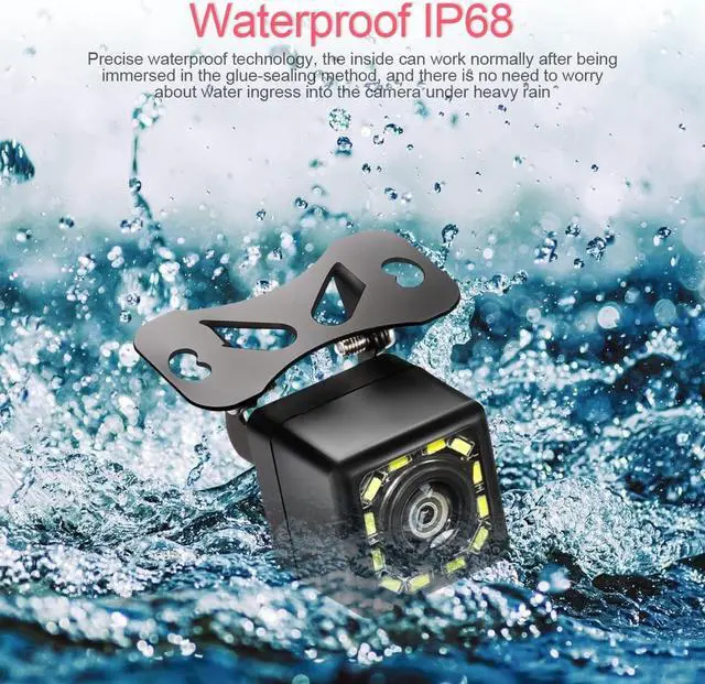 Alt view image 2 of 7 - Backup Camera for Car, Car Rear View Reverse Camera 12 LED Night Vision, Waterproof Dustproof 170°Wide Angle Universal for Cars, SUVs, Vehicles, Trucks