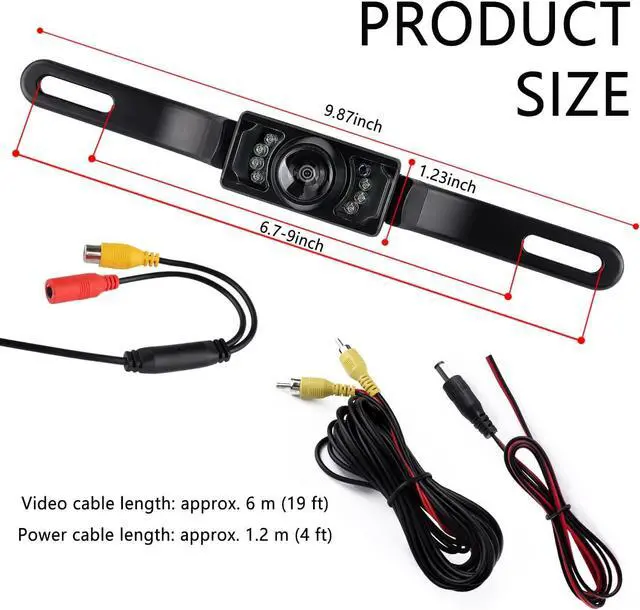 Alt view image 2 of 7 - Backup Camera for Car with 8 LED - [HD Night Vision] [IP69 Waterproof] License Plate Camera for Safe Reverse - 170° Wide Angle Rear View Camera Fits Car Truck SUV