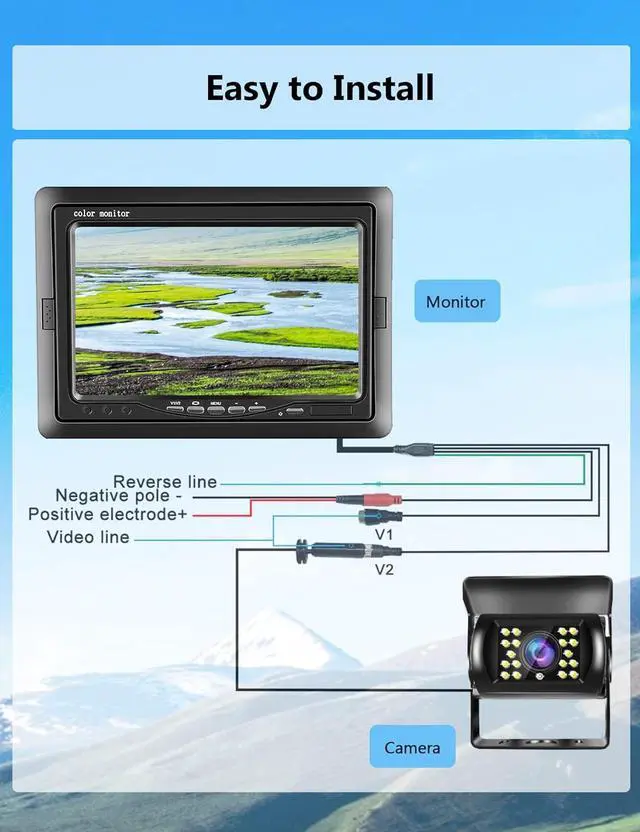 Alt view image 3 of 7 - RV Backup Camera and Monitor Kit,podofo 7 inch HD LCD Car Monitor and Waterproof Night Vision Rear View Camera for Car/RV/Truck/Trailer/Pickup/Van/Bus/Camper(with Aviation Connector Video Cable 15m/49