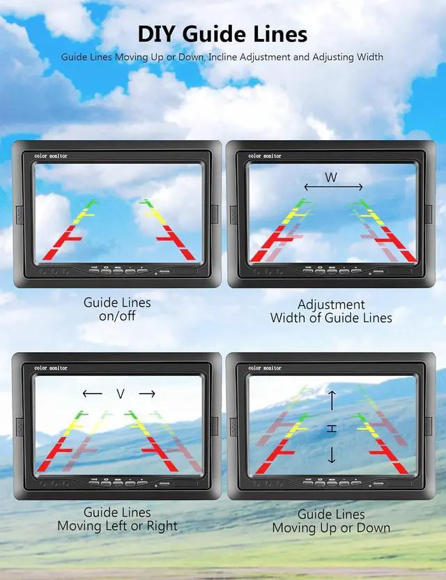 Alt view image 6 of 7 - RV Backup Camera and Monitor Kit,podofo 7 inch HD LCD Car Monitor and Waterproof Night Vision Rear View Camera for Car/RV/Truck/Trailer/Pickup/Van/Bus/Camper(with Aviation Connector Video Cable 15m/49