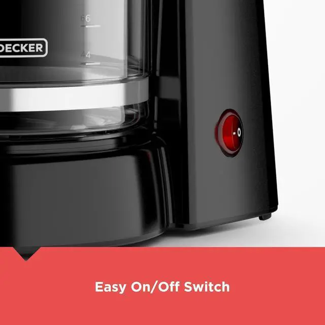 Alt view image 3 of 7 - BLACK+DECKER 12-Cup Coffee Maker with Easy On/Off Switch, Easy Pour, Non-Drip Carafe with Removable Filter Basket, Black