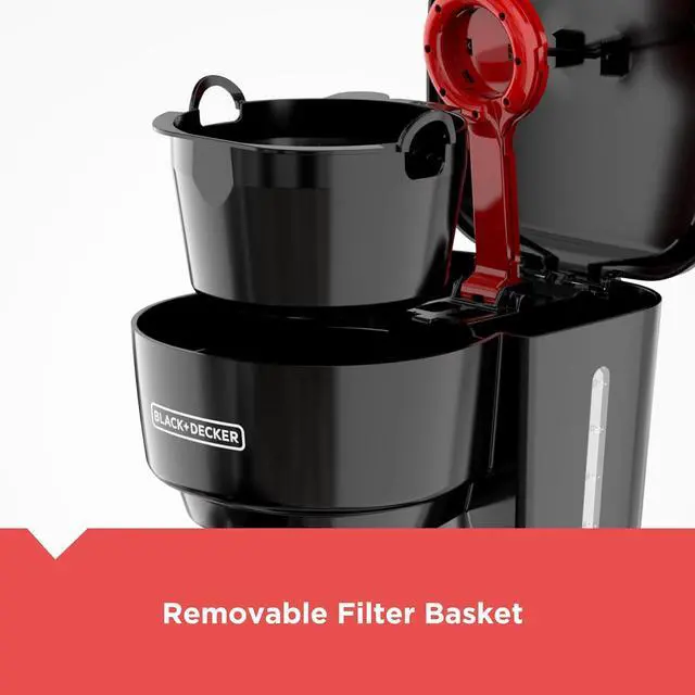 Alt view image 6 of 7 - BLACK+DECKER 12-Cup Coffee Maker with Easy On/Off Switch, Easy Pour, Non-Drip Carafe with Removable Filter Basket, Black