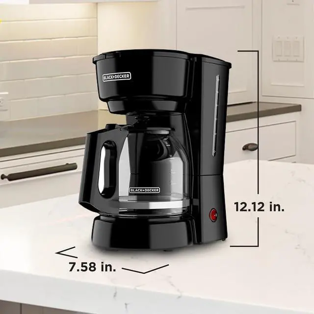 Alt view image 7 of 7 - BLACK+DECKER 12-Cup Coffee Maker with Easy On/Off Switch, Easy Pour, Non-Drip Carafe with Removable Filter Basket, Black