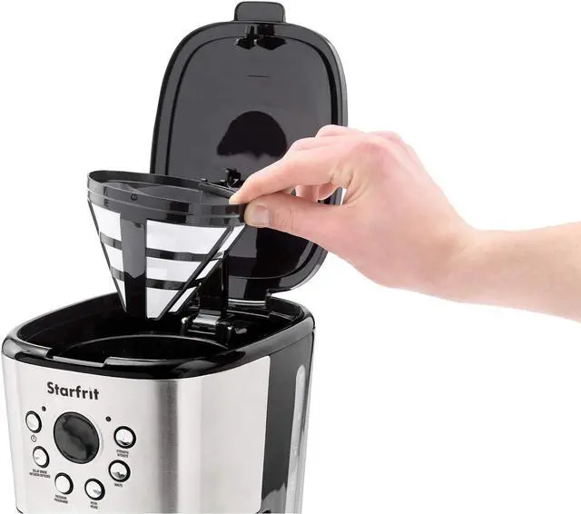 Alt view image 3 of 7 - Starfrit Programmable Drip Coffee Maker - 12 Cups - LCF Display - Stainless Steel Design