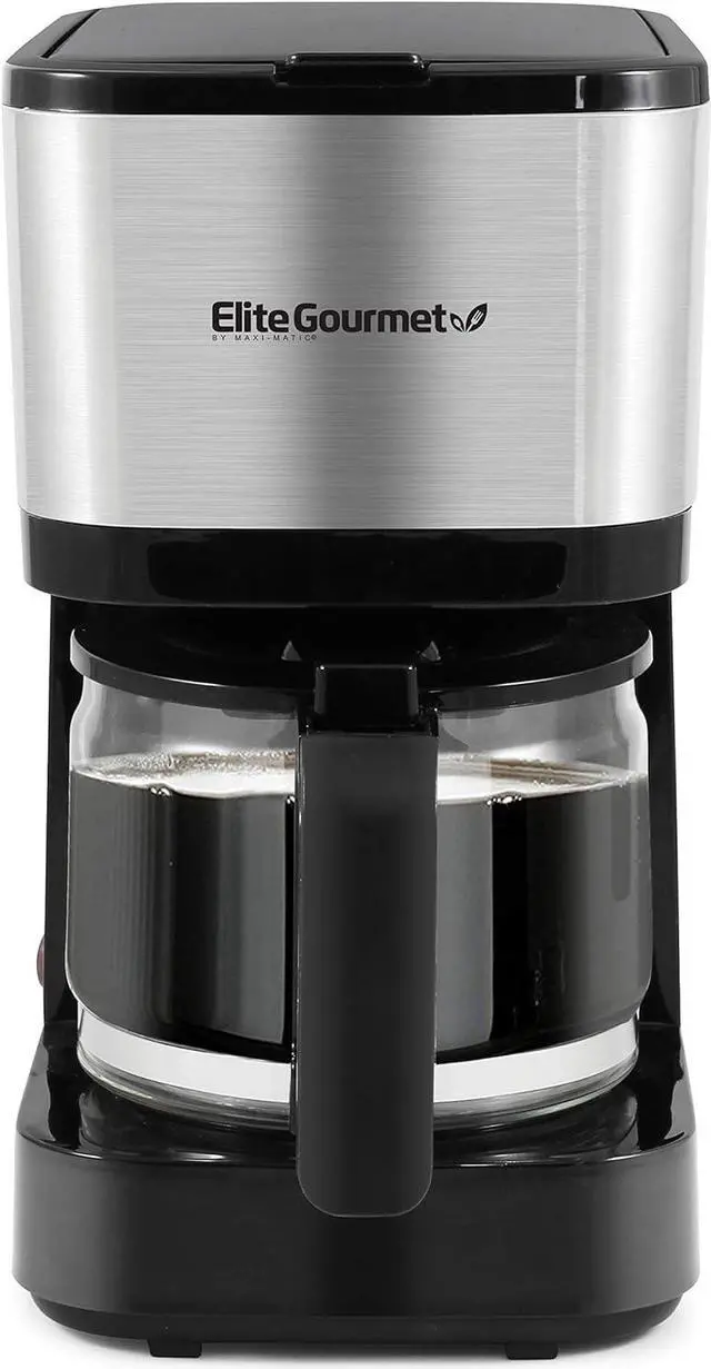 Main image of Elite Gourmet Automatic Brew & Drip Coffee Maker, with PaCae N Serve, ReCaable Filter, On/Off Switch, Water Level Indicator, 5-Cup, Stainless Steel, EHC9420