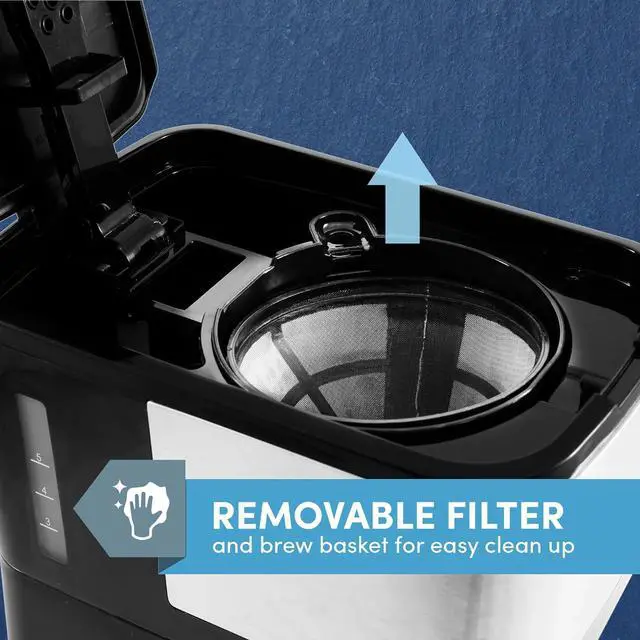 Alt view image 4 of 7 - Elite Gourmet Automatic Brew & Drip Coffee Maker, with PaCae N Serve, ReCaable Filter, On/Off Switch, Water Level Indicator, 5-Cup, Stainless Steel, EHC9420