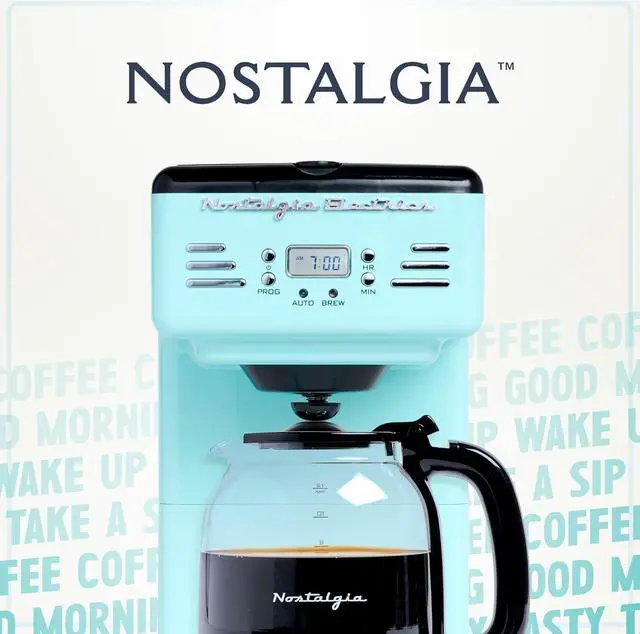 Alt view image 2 of 7 - Nostalgia Retro 12-Cup Programmable Coffee Maker With LED Display, Automatic Shut-Off & Keep Warm, Pause-And-Serve Function, Aqua