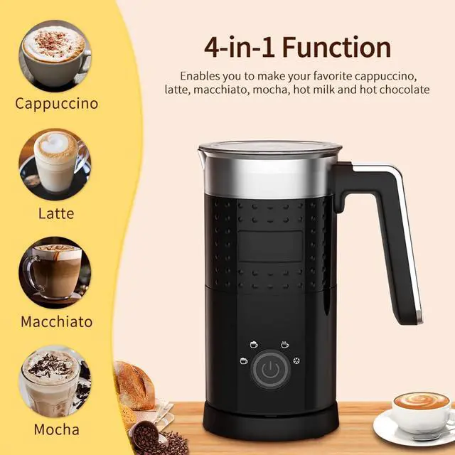 Alt view image 4 of 7 - 4 in 1 Milk Frother: Electric Milk Foamer with Cold & Hot Froth for Latte Cappuccino - Automatic Coffee Foam Maker 350 ml/10 oz Instant Milk Chocolate Steamer Heater