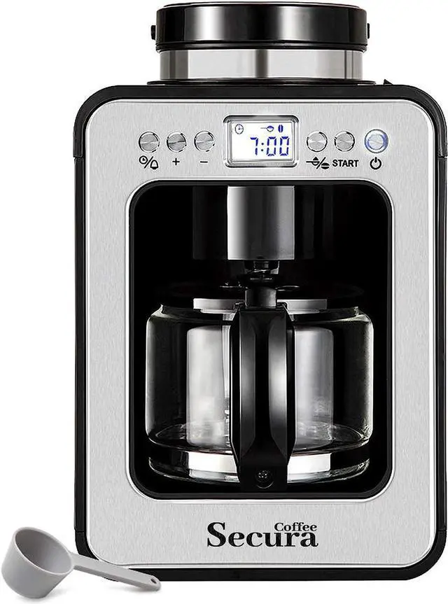 Main image of Secura Coffee Automatic Coffee Maker with Grinder, Programmable Grind and Brew Coffee Machine for use with Ground or Whole Beans, 17 oz Glass Carafe, Black (CM6686AT)
