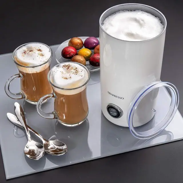 Alt view image 6 of 7 - Mixpresso Electric Milk Frother - Latte Art Steamer, Electric Cappuccino Machine and Milk Warmer, Hot and Cold Foam Maker and Milk Warmer for Latte, Cappuccinos, Macchiato, Hot Chocolate Milk