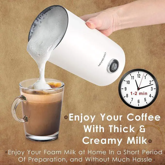 Alt view image 3 of 7 - Mixpresso Electric Milk Frother - Latte Art Steamer, Electric Cappuccino Machine and Milk Warmer, Hot and Cold Foam Maker and Milk Warmer for Latte, Cappuccinos, Macchiato, Hot Chocolate Milk