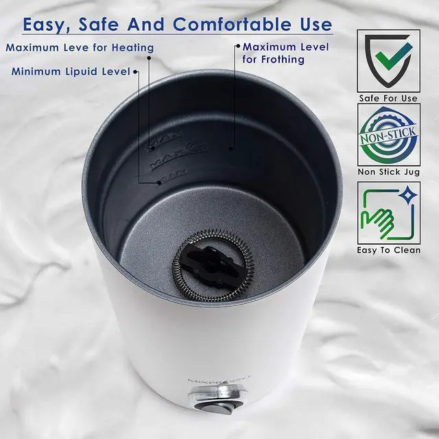 Alt view image 2 of 7 - Mixpresso Electric Milk Frother - Latte Art Steamer, Electric Cappuccino Machine and Milk Warmer, Hot and Cold Foam Maker and Milk Warmer for Latte, Cappuccinos, Macchiato, Hot Chocolate Milk