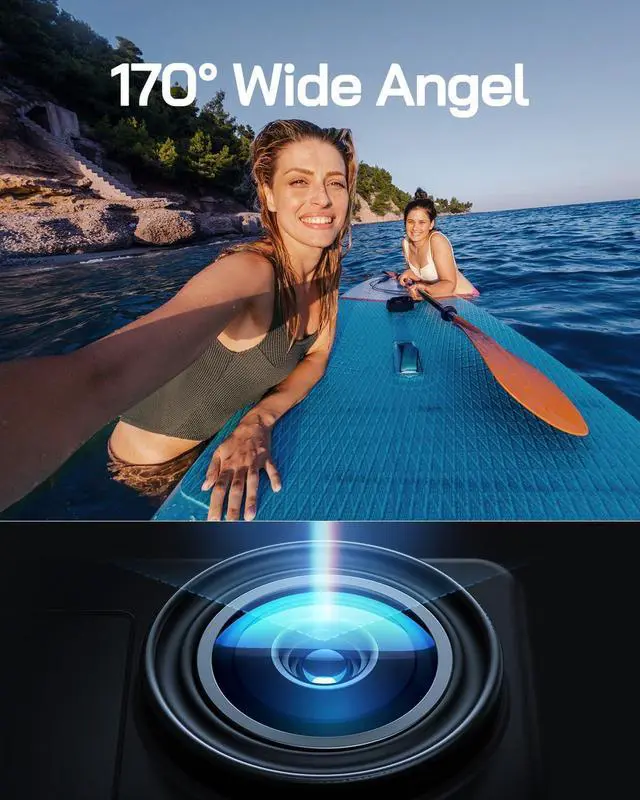 Alt view image 5 of 7 - WOLFANG Action Camera 4K 20MP WiFi GA120, 40M Waterproof Underwater Camera for Snorkeling, 170° Wide Angle Dual Screen Vlogging Camera with EIS, External Microphone, Remote Control