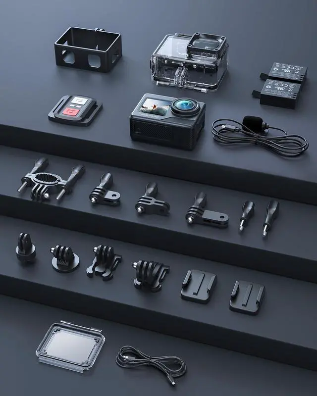 Alt view image 7 of 7 - WOLFANG Action Camera 4K 20MP WiFi GA120, 40M Waterproof Underwater Camera for Snorkeling, 170° Wide Angle Dual Screen Vlogging Camera with EIS, External Microphone, Remote Control