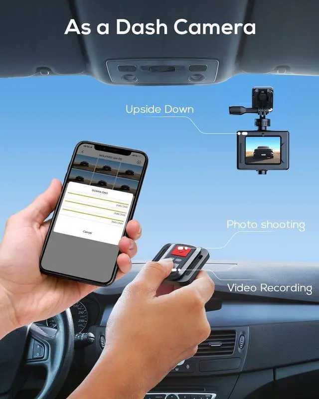 Alt view image 4 of 7 - WOLFANG GA100 Action Camera 4K 20MP Waterproof 40M Underwater Camera EIS Stabilization WiFi 170° Wide Angle Helmet Camera (External Microphone, Remote Control, 2 Batteries and Accessory Kit)