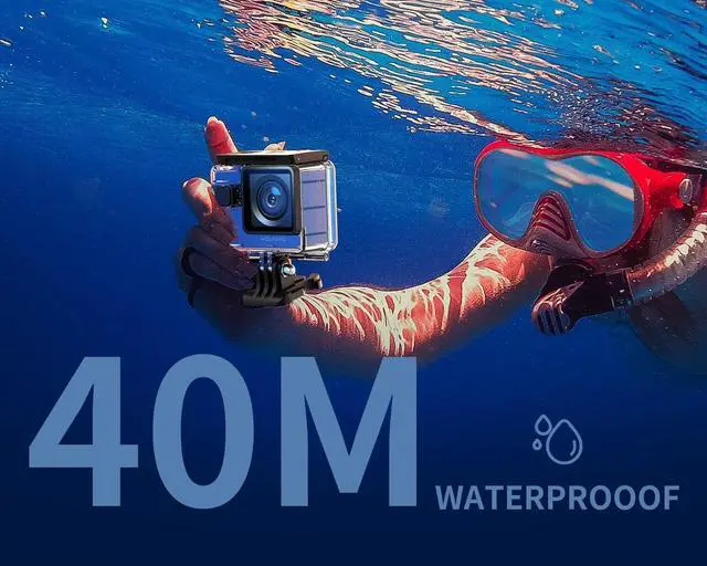 Alt view image 3 of 7 - WOLFANG GA300 Action Camera 4K 60FPS 24MP Waterproof 40M Underwater Camera EIS Stabilization WiFi Wide Angle Helmet Camera (External Microphone, Remote Control, 2x1350mAh Batteries and Accessory Kit)