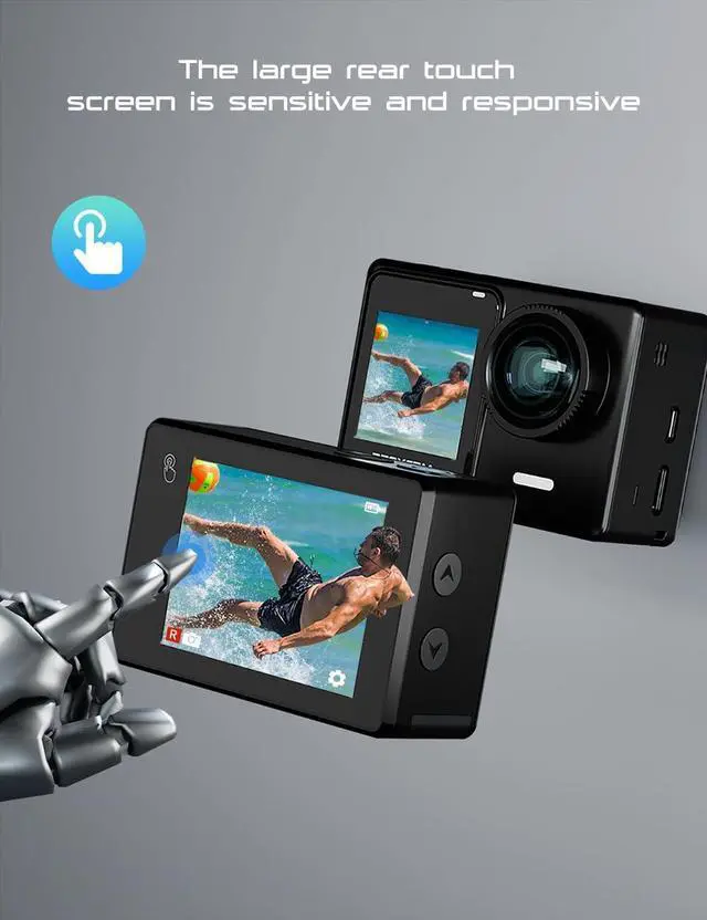 Alt view image 2 of 7 - Apexcam 4K 30FPS 20MP Action Cam Dual Screen Touch Screen 40m Waterproof Sports Camera WiFi Camera 170° Wide Angle Remote Control with 2x1350mAh Batteries & Accessories Kits