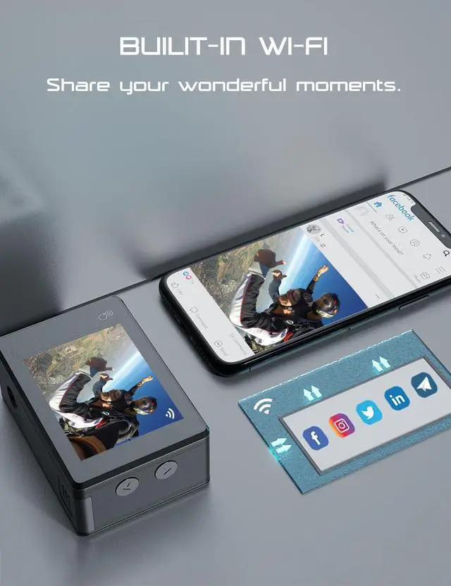 Alt view image 4 of 7 - Apexcam 4K 30FPS 20MP Action Cam Dual Screen Touch Screen 40m Waterproof Sports Camera WiFi Camera 170° Wide Angle Remote Control with 2x1350mAh Batteries & Accessories Kits