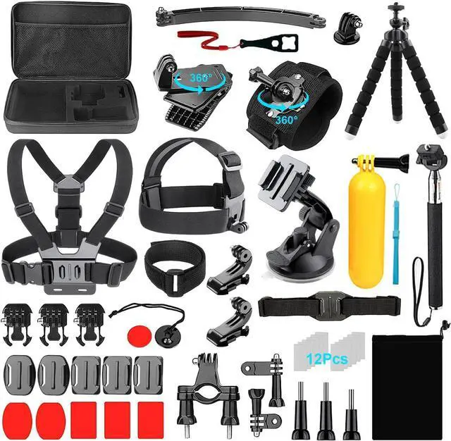 Main image of Action Camera Accessories Set, Ci-Fotto 50-in-1 Sports Camera Accessories Compatible with Hero 12 11 10 9 8 7 6 5, Max Insta360 GO 2 SJ6000 SJ5000 DJI OSMO Action Cam DBPOWER