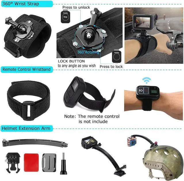 Alt view image 3 of 7 - Action Camera Accessories Set, Ci-Fotto 50-in-1 Sports Camera Accessories Compatible with Hero 12 11 10 9 8 7 6 5, Max Insta360 GO 2 SJ6000 SJ5000 DJI OSMO Action Cam DBPOWER