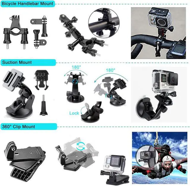 Alt view image 2 of 7 - Action Camera Accessories Set, Ci-Fotto 50-in-1 Sports Camera Accessories Compatible with Hero 12 11 10 9 8 7 6 5, Max Insta360 GO 2 SJ6000 SJ5000 DJI OSMO Action Cam DBPOWER