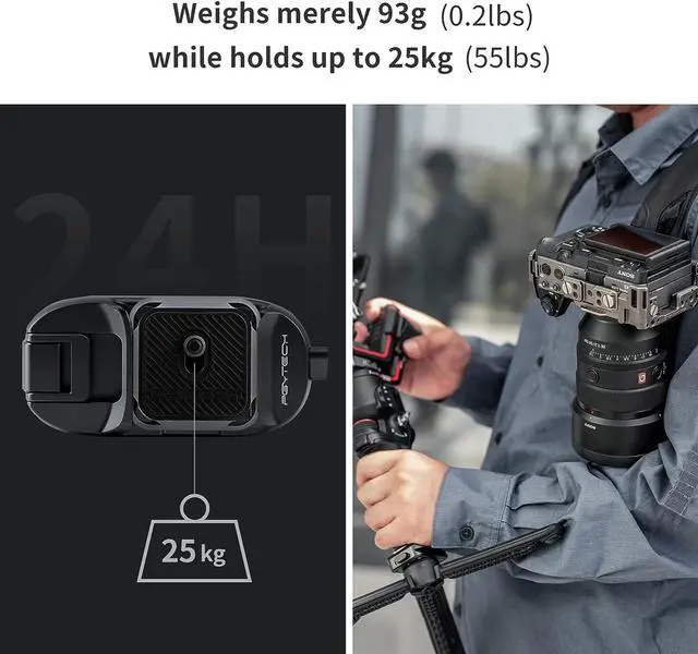 Alt view image 7 of 7 - PGYTECH Beetle Camera Clip with Plate Camera Quick Release System for Sony, Nikon, Fuji, DSLR Action Camera Backpack Camera Strap Mount