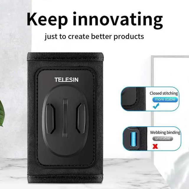 Alt view image 4 of 7 - TELESIN Backpack Mount Bag Belt Shoulder Strap Clip Holder Attachment w Adjustable Pad for GoPro Max Hero 11 10 9 8 7 6 5 4, DJI Action 3 4, Insta360 X3 GO3 Bike Motorcycle Hiking Cycling Accessories
