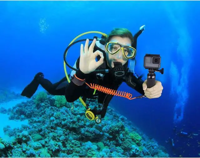 Alt view image 6 of 7 - Action Camera Non-Slip Handler Floating Hand Grip Holder Mount + Steel-cored Safety Wrist Strap for GoPro Sony Insta360 Olympus Akaso Underwater Camcorder Diving Surfing Snorkeling Rafting Kayak Scuba