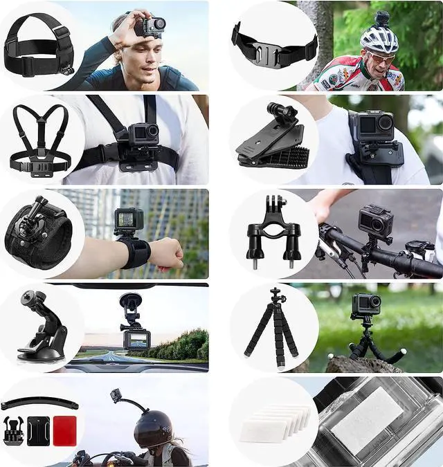 Alt view image 2 of 7 - AKASO Outdoor Sports Action Camera Accessories Kit 14 in 1 for AKASO EK7000/ EK7000 Pro/Brave 4/Brave 7 LE/Brave 7/Brave 8/V50X/V50 Pro/V50 Elite/Go Pro Hero 9 in Swimming Any Other Outdoor Sports