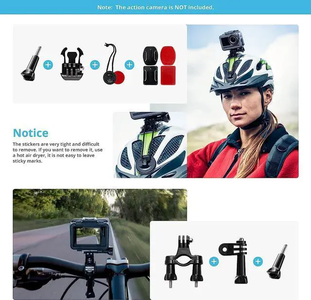 Alt view image 7 of 7 - AKASO Outdoor Sports Action Camera Accessories Kit 14 in 1 for AKASO EK7000/ EK7000 Pro/Brave 4/Brave 7 LE/Brave 7/Brave 8/V50X/V50 Pro/V50 Elite/Go Pro Hero 9 in Swimming Any Other Outdoor Sports