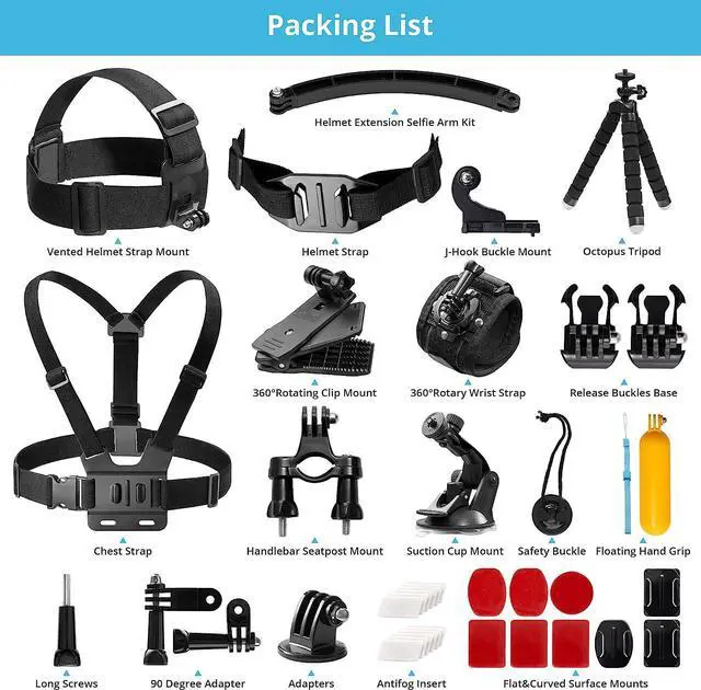 Alt view image 3 of 7 - AKASO Outdoor Sports Action Camera Accessories Kit 14 in 1 for AKASO EK7000/ EK7000 Pro/Brave 4/Brave 7 LE/Brave 7/Brave 8/V50X/V50 Pro/V50 Elite/Go Pro Hero 9 in Swimming Any Other Outdoor Sports