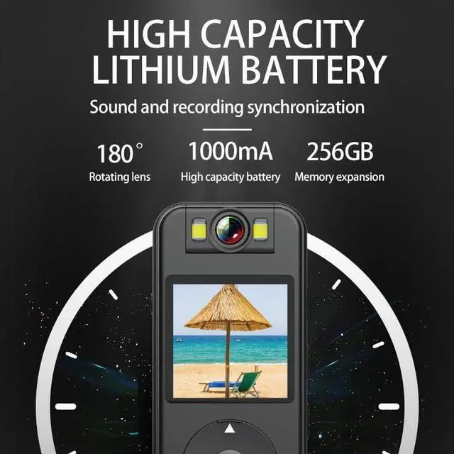 Alt view image 4 of 6 - Jinpei 4K 3840×2160, 30FPS UHD Recording,1.4 in Screen Recorder,Body Cameras,Wearable Body Cam,Long Battery Life,Waterproof,Shockproof, JS-06B