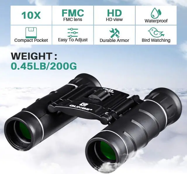 Alt view image 2 of 7 - QUNSE Mini Pocket Small Binoculars, 10x25 Bird Watching Compact Folding Binoculars with Waterproof for Adults/Kids/Travelling/Sightseeing/Hunting