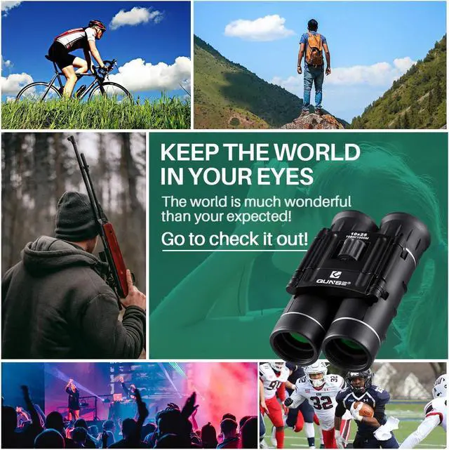 Alt view image 4 of 7 - QUNSE Mini Pocket Small Binoculars, 10x25 Bird Watching Compact Folding Binoculars with Waterproof for Adults/Kids/Travelling/Sightseeing/Hunting