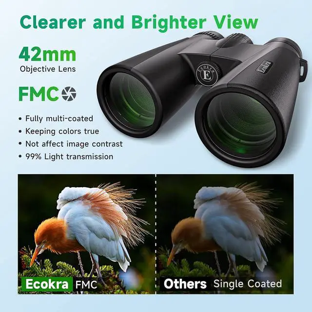 Alt view image 3 of 7 - 12x42 HD Binoculars for Adults Kids,Super Bright High Power Binoculars with Large View,Clear Low Light Night Vision,BAK4,FMC Prisms,Waterproof Compact Binoculars for Hunting,Bird Watching,Stargazing