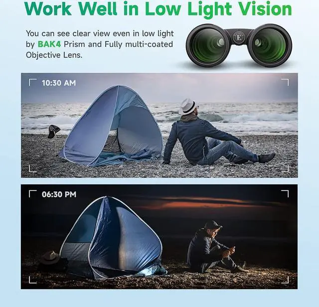 Alt view image 7 of 7 - 12x42 HD Binoculars for Adults Kids,Super Bright High Power Binoculars with Large View,Clear Low Light Night Vision,BAK4,FMC Prisms,Waterproof Compact Binoculars for Hunting,Bird Watching,Stargazing