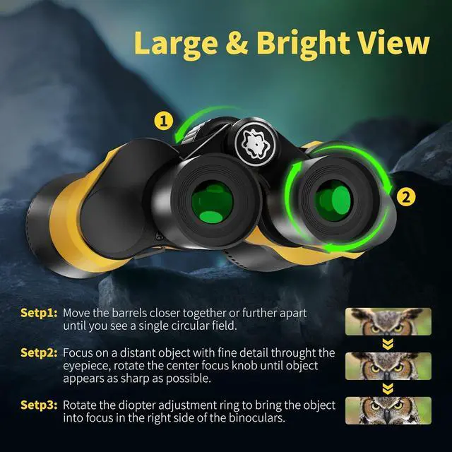 Alt view image 2 of 7 - Binoculars for Adults,20 x 50 High Power Professional Binoculars for Bird Watching,Waterproof Binoculars with Porro BAK4 Prism Len Multilayer-Coated Lenses for Outdoor Hunting Concert,Theater