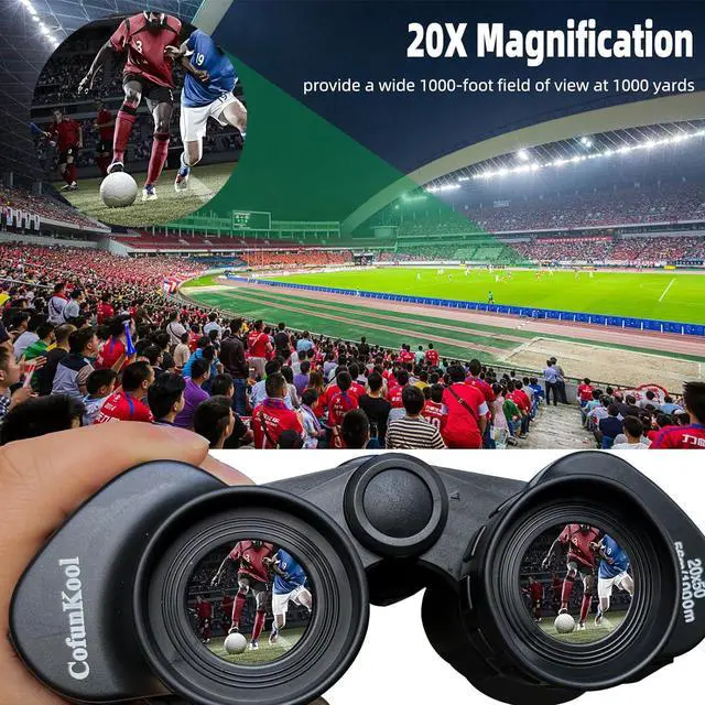 Alt view image 3 of 6 - CofunKool Binoculars for Adults High Power, 20x50 HD Binoculars for Bird Watching Hunting, with Compass Strap and Bag, Clear Vision, BAK4 Prism, FMC Lens (Black)