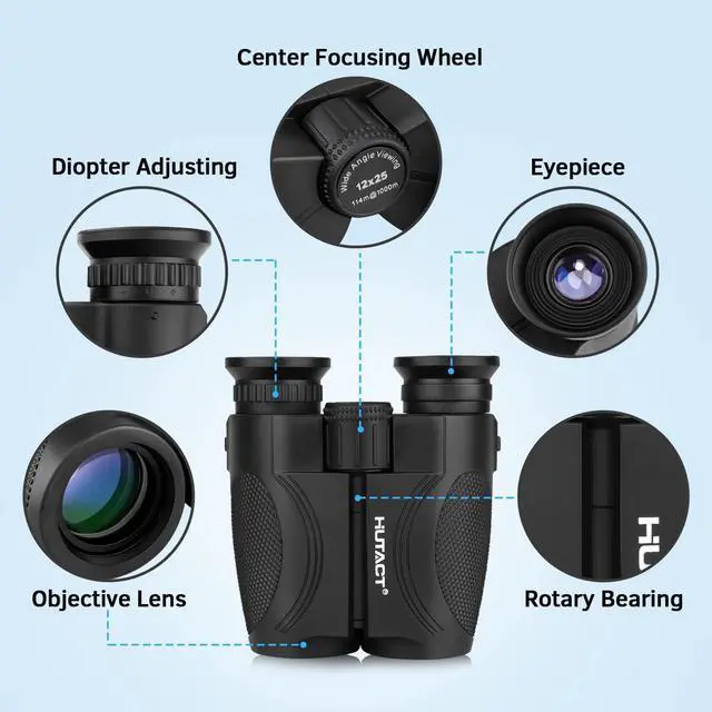 Alt view image 3 of 7 - HUTACT 12x25 Binoculars for Adults & Kids, Compact Binoculars with Bright View Easy Focus, Low Light Vision Small Binoculars for Bird Watching, Theater, Concerts, Outdoor Sports