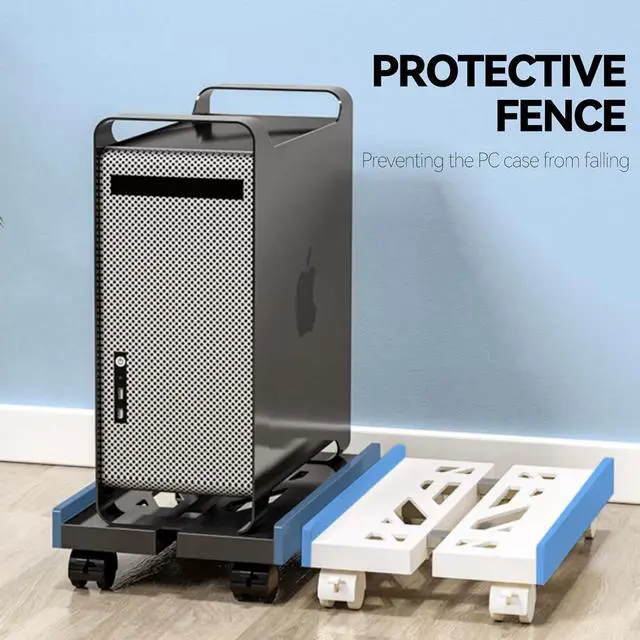 Alt view image 2 of 7 - Adjustable PC Stand Computer Tower Stand,Mobile CPU Stand, Heavy-Duty Desktop Stand with Rolling Caster Wheels, PC Riser Fits Most PC Gaming Desk Office (White)