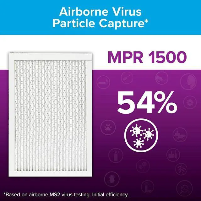 Alt view image 4 of 7 - Filtrete 16x25x1 Furnace Filter, MPR 1500, MERV 12, Healthy Living Ultra-Allergen 3-Month Pleated 1-Inch Air Filters, 2 Filters